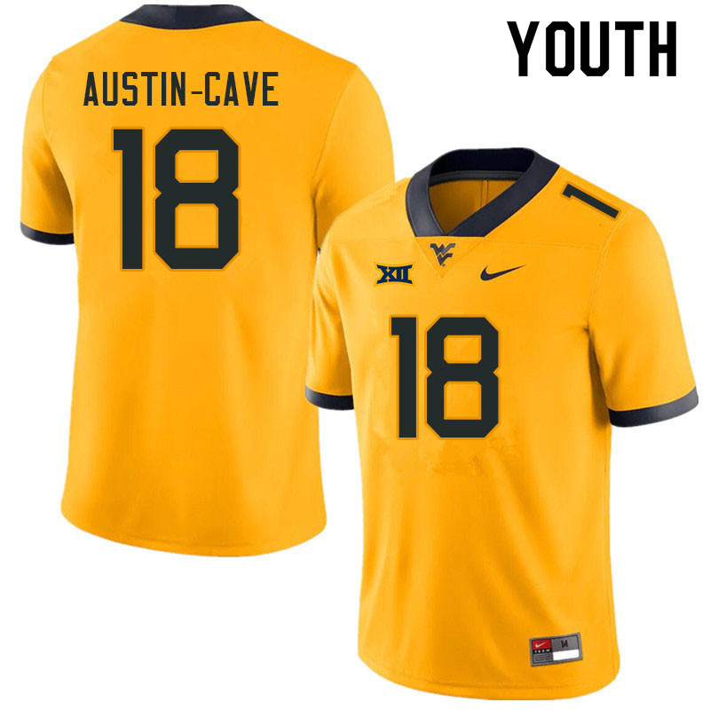 Youth #18 Tirek Austin-Cave West Virginia Mountaineers College Football Jerseys Sale-Gold - Click Image to Close